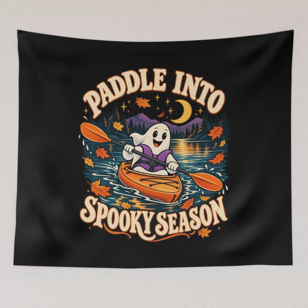 Item preview, Paddle Into Spooky Season - Halloween Kayaking Ghost designed and sold by Good Mood Foundry.