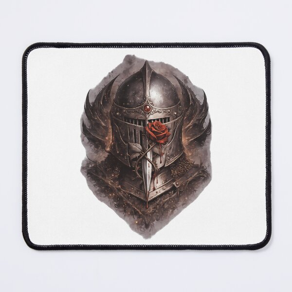 Item preview, Bloodstained Knight Helm With Red Rose Dark Gothic Romance Medieval Art designed and sold by TeamDzShirt.