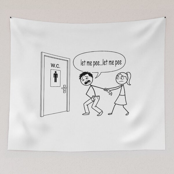 Item preview, Let Me Pee...Let Me Pee" Minimalist Bathroom Humor Line Art designed and sold by Tamer ⭐⭐⭐⭐⭐.