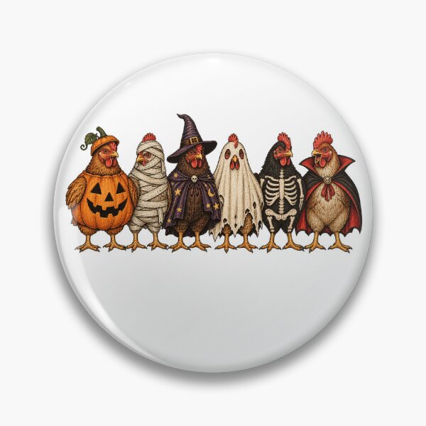 Item preview, Halloween Chickens in Costumes Pumpkin Witch Ghost Skeleton Vampire designed and sold by will freed18.
