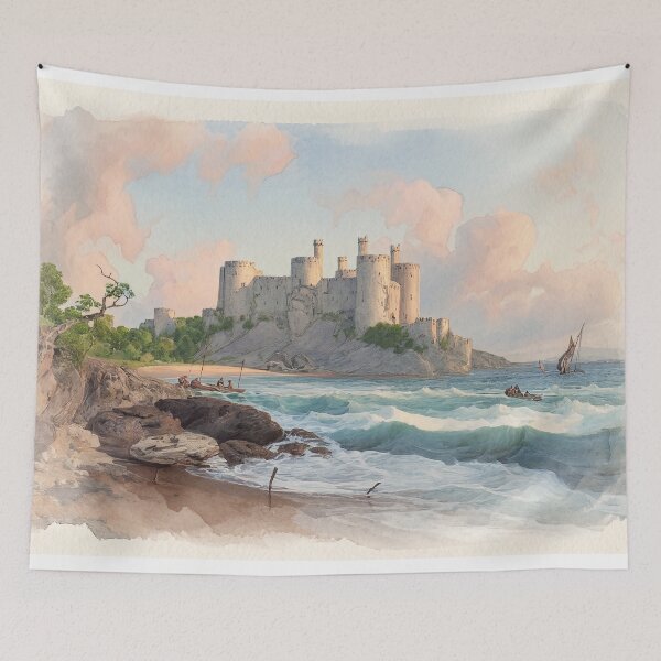 Item preview, Conwy Castle, Wales Romantic Landscape Painting designed and sold by ArtworkNorth.