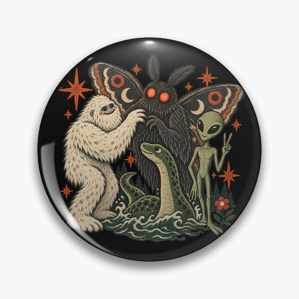 Item preview, Cryptid Friends Mothman Bigfoot Nessie Alien Vintage Weirdcore designed and sold by will freed18.
