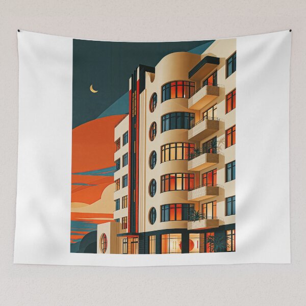 Item preview, Wall Art - Postcard - Modernist Sunset Apartment designed and sold by ForeverPrintsOK.