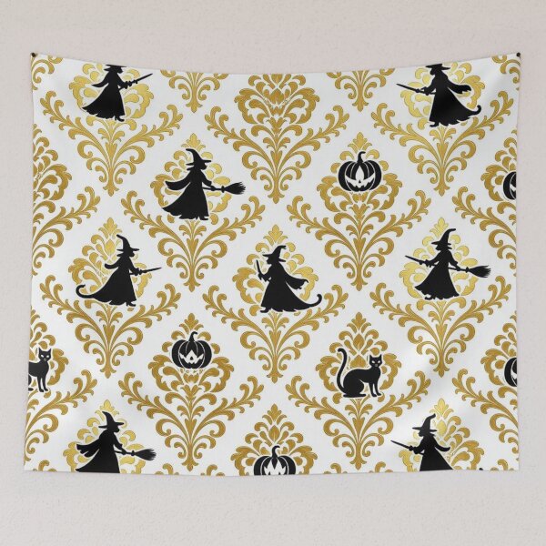 Item preview, Witches, Cats, Pumpkins & Damask designed and sold by DesignsByPrnces.
