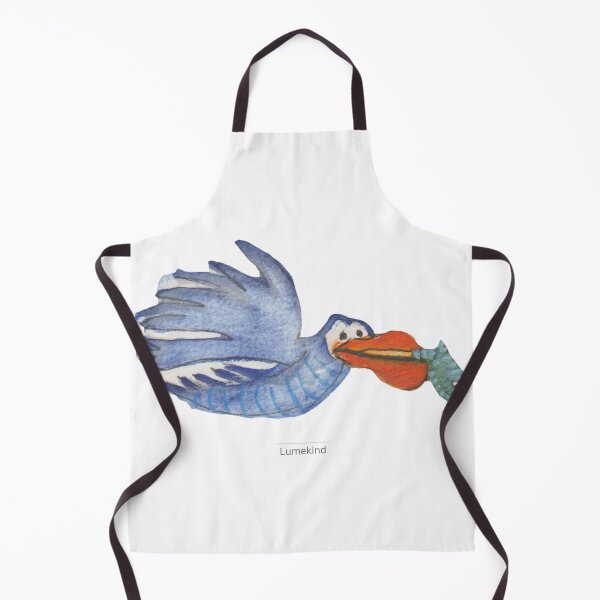 Item preview, Blue Bird Catching a Fish | Whimsical Watercolor Flying Bird designed and sold by lumekind.