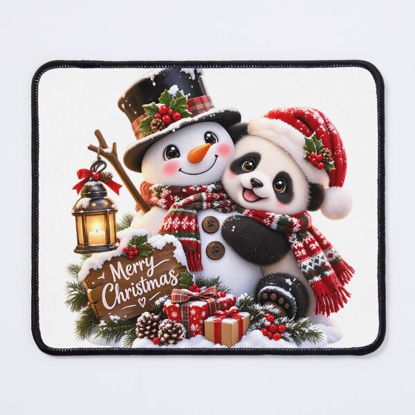Item preview, Snowman & Panda Christmas Cuddle – Cozy Holiday Magic designed and sold by HoMya.