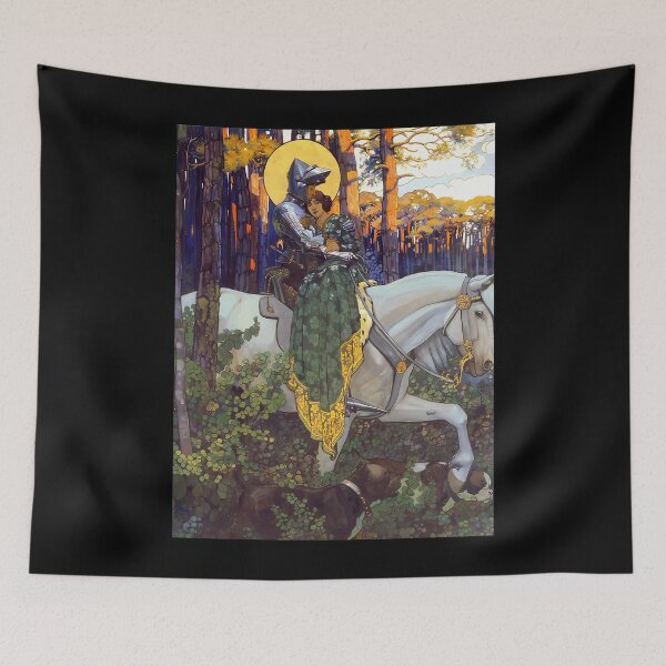 Item preview, The Legend of Saint George: The Rescue - Art Nouveau Medieval Knight Romance Illustration Vintage Fantasy Lovers Gift designed and sold by TeamDzShirt.