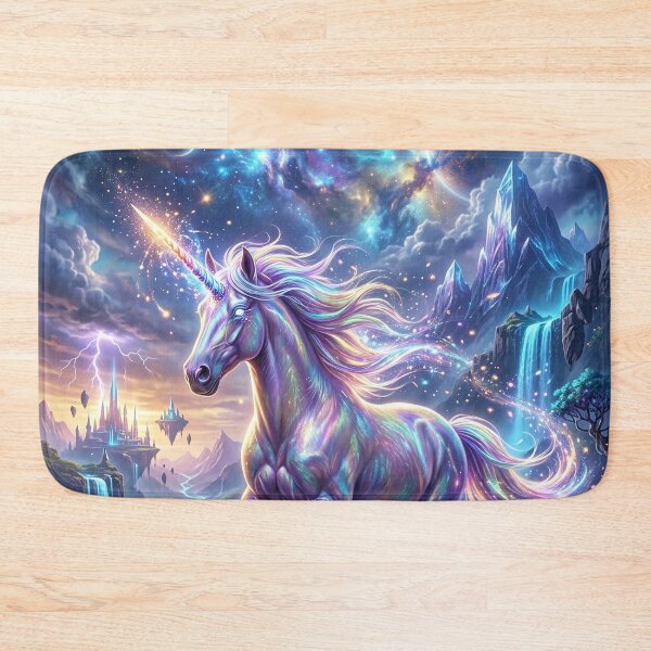 Item preview, Rainbow Unicorn in a Fantasy Mountain Landscape designed and sold by Lucid Dream Pixel.