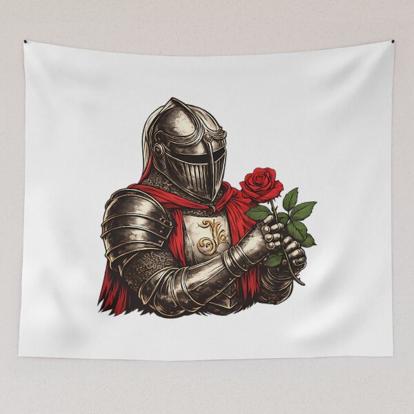 Item preview, Chivalrous Knight Holding A Crimson Rose designed and sold by TeamDzShirt.