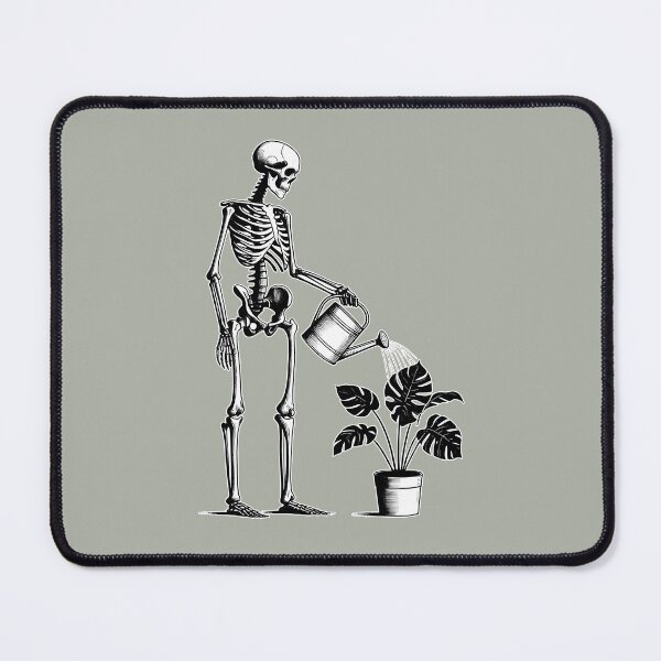 Item preview, Skeleton Watering Monstera Houseplant Linocut designed and sold by Lady-K-.