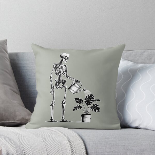Item preview, Skeleton Watering Monstera Houseplant Linocut designed and sold by Lady-K-.