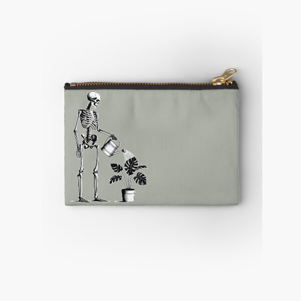 Item preview, Skeleton Watering Monstera Houseplant Linocut designed and sold by Lady-K-.