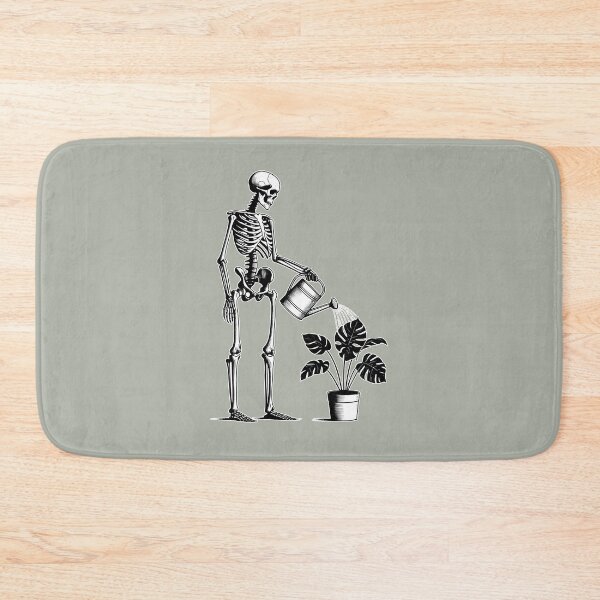 Item preview, Skeleton Watering Monstera Houseplant Linocut designed and sold by Lady-K-.