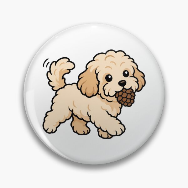 Item preview, Happy Walking Maltipoo Puppy With Pinecone Nature Dog Sticker Art designed and sold by wildsilencee.