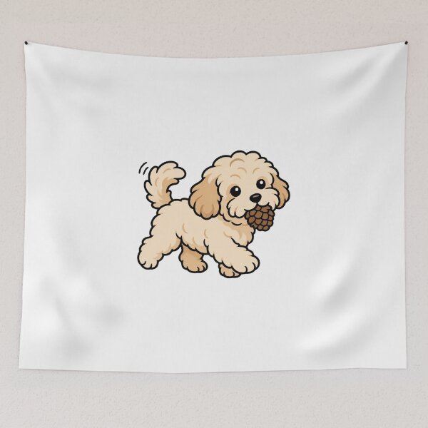 Item preview, Happy Walking Maltipoo Puppy With Pinecone Nature Dog Sticker Art designed and sold by wildsilencee.