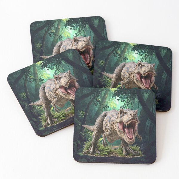 Item preview, Roaring T-Rex in the Prehistoric Jungle – Realistic Dinosaur Art designed and sold by Classic Chaos Creations.