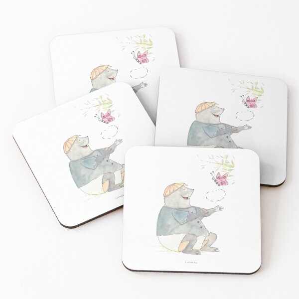 Item preview, Mole and Butterfly - Whimsical Woodland Watercolor Art designed and sold by lumekind.