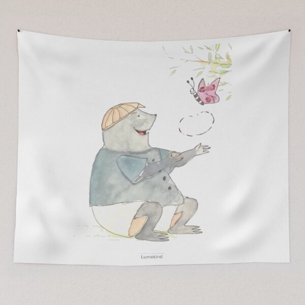 Item preview, Mole and Butterfly - Whimsical Woodland Watercolor Art designed and sold by lumekind.
