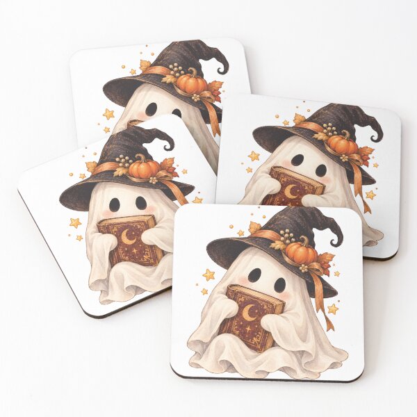 Item preview, Cute Ghost Witch Reading Spooky Book Cottagecore Halloween designed and sold by Ghost Of Chill.