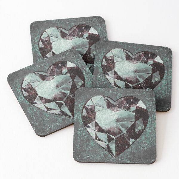 Item preview, Heart-Shaped Faceted Grungy Green Diamond Dark Academia Art designed and sold by Ghoul Enterprises.