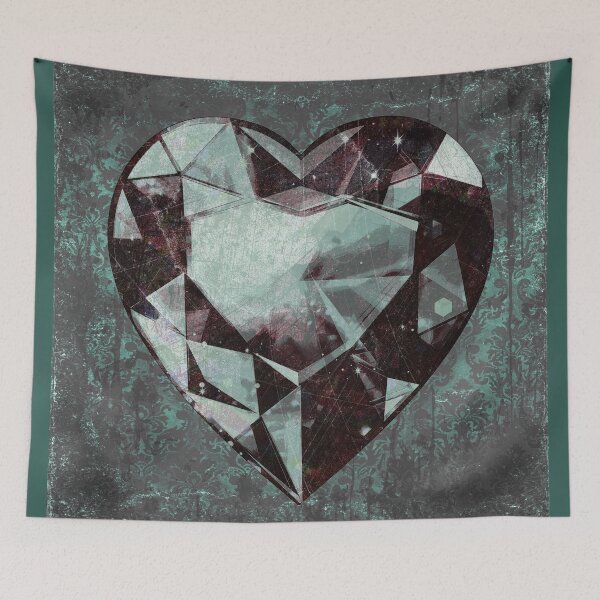 Item preview, Heart-Shaped Faceted Grungy Green Diamond Dark Academia Art designed and sold by Ghoul Enterprises.