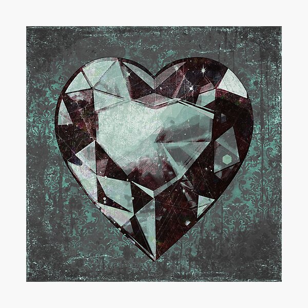 Item preview, Heart-Shaped Faceted Grungy Green Diamond Dark Academia Art designed and sold by Ghoul Enterprises.