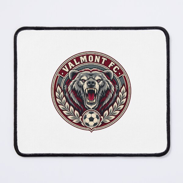 Item preview, Valmont FC Bear Football Crest Gray Burgundy Badge designed and sold by DriftcoreStudio.