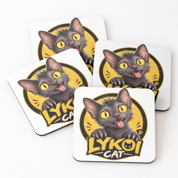 Item preview, Lykoi Cat - Funny Werewolf Cat With Tongue Blep | Yellow Pop Art Badge + Pattern designed and sold by Ibrahimhema5.