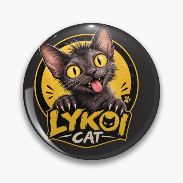 Item preview, Lykoi Cat - Funny Werewolf Cat With Tongue Blep | Yellow Pop Art Badge + Pattern designed and sold by Ibrahimhema5.