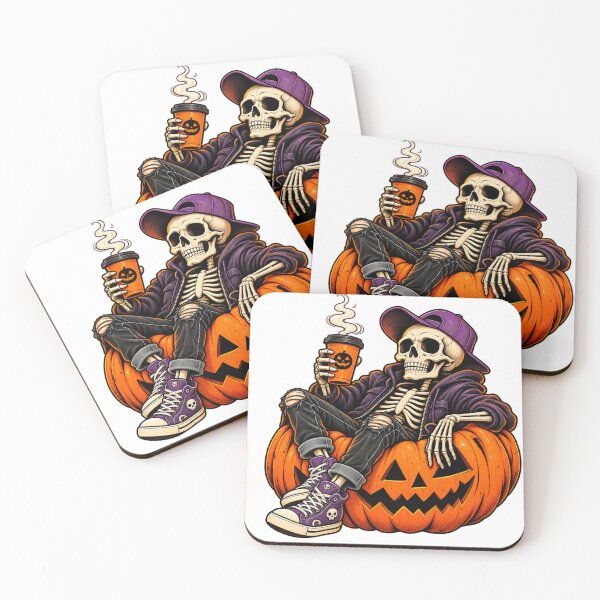 Item preview, Chill Halloween Skeleton Relaxing on a Pumpkin designed and sold by EleganceStudio.