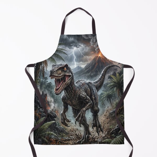 Item preview, Fierce Velociraptor in a Stormy Jungle - Fantasy Art designed and sold by Lucid Dream Pixel.