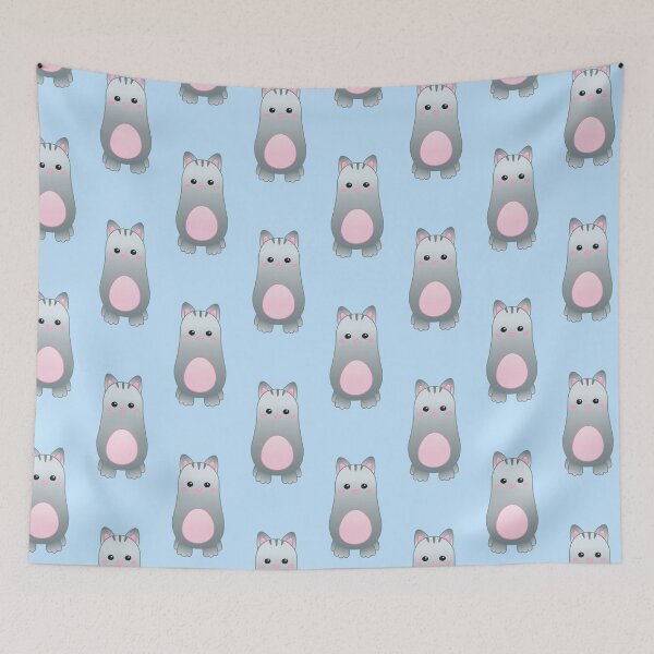 Item preview, Pattern of Cute Pastel Baby Gray Cat - Kawaii Chibi illustration designed and sold by Agamaji.