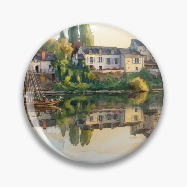 Item preview, 	 Loire River Village & Traditional Gabarre designed and sold by M.ALK.Watercolor.