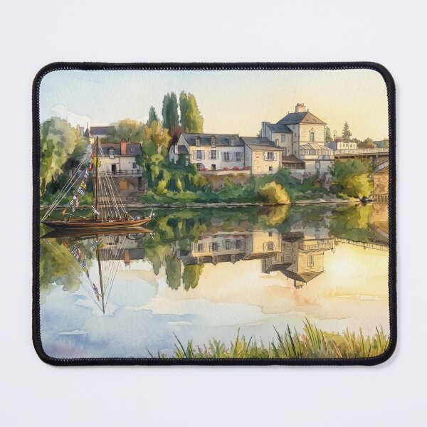 Item preview, Loire River Village & Traditional Gabarre designed and sold by M.ALK.Watercolor.