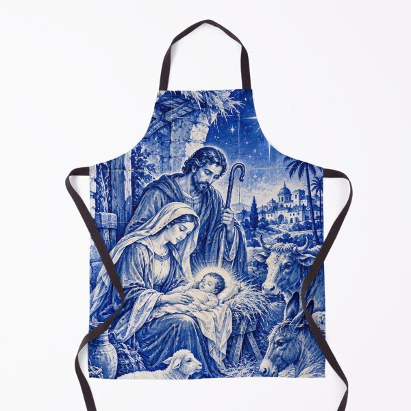 Item preview, Nativity Scene Tile | Blue Holy Family Christmas Tile designed and sold by Alegria Azul .