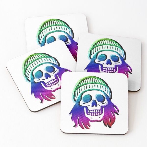 Item preview, Rainbow Halftone Skull  Wearing Beanie Glitch Art designed and sold by Sherihdesigns.
