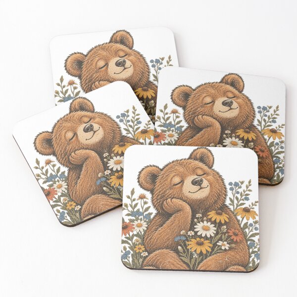 Item preview, Vintage Sleepy Wildflower Bear Cozy Woodland Nature Dreamer designed and sold by Drifka.
