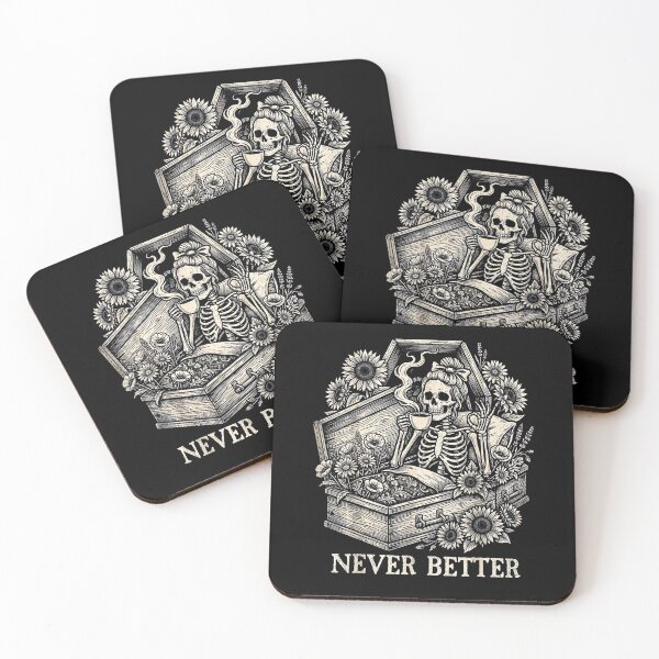Item preview, Never Better Skeleton Coffee Lover Sarcastic Funny Art designed and sold by Byhergawaa.