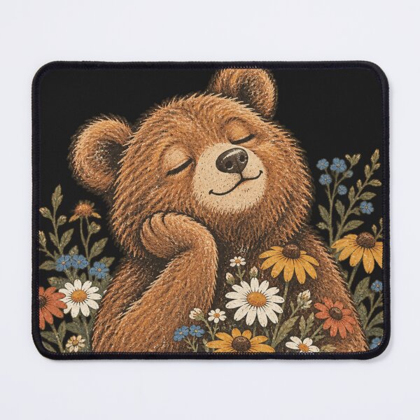 Item preview, Vintage Sleepy Wildflower Bear Cozy Woodland Nature Dreamer designed and sold by Drifka.