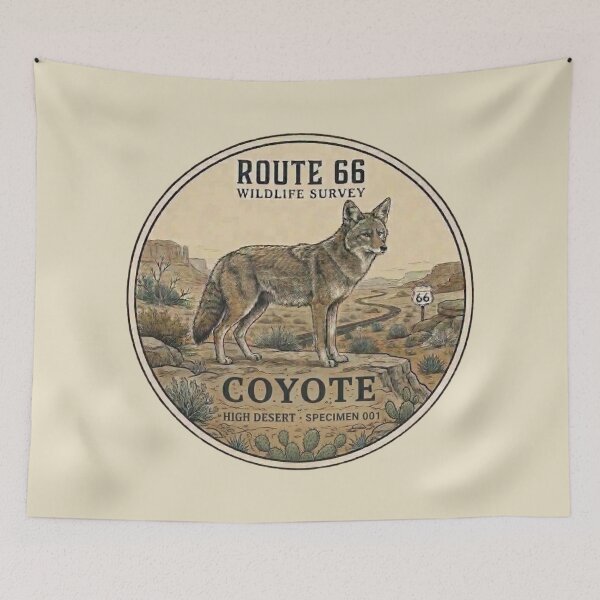 Item preview,  Coyote Route 66 Wildlife Survey Vintage Badge designed and sold by CalmCapy Co.