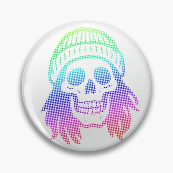 Item preview,  Rainbow Halftone Skull  Eddie Wearing Beanie Glitch Art designed and sold by Sherihdesigns.