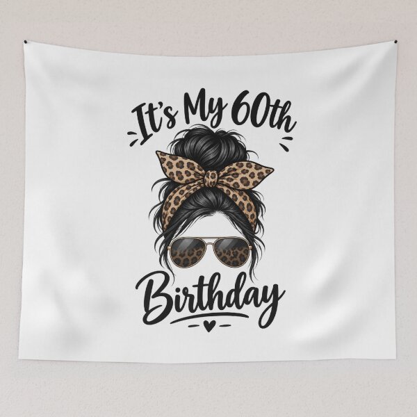 Item preview, Its My 60th Birthday Messy Bun Leopard Print Women Graphic designed and sold by Whirx.