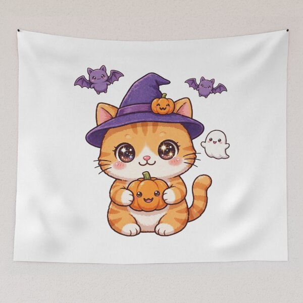 Item preview, Kawaii Halloween Witch Cat Pumpkin - Spooky Cute Sticker designed and sold by HoMya.