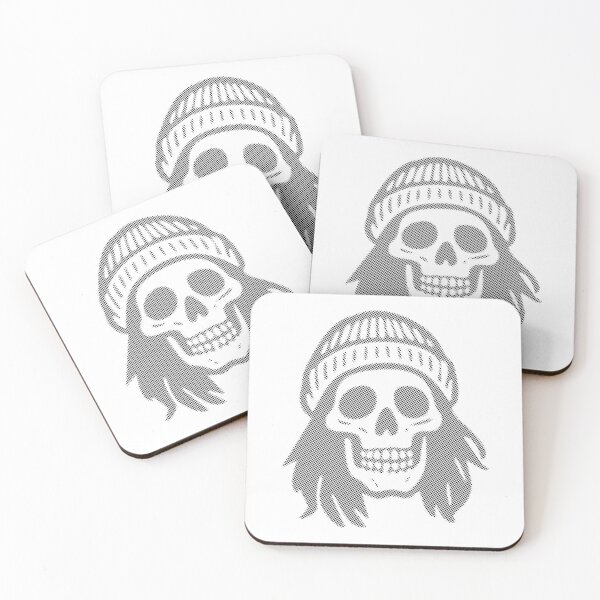 Item preview, Copy of  Black and White Halftone Skull  Eddie Wearing Beanie Glitch Art designed and sold by Sherihdesigns.