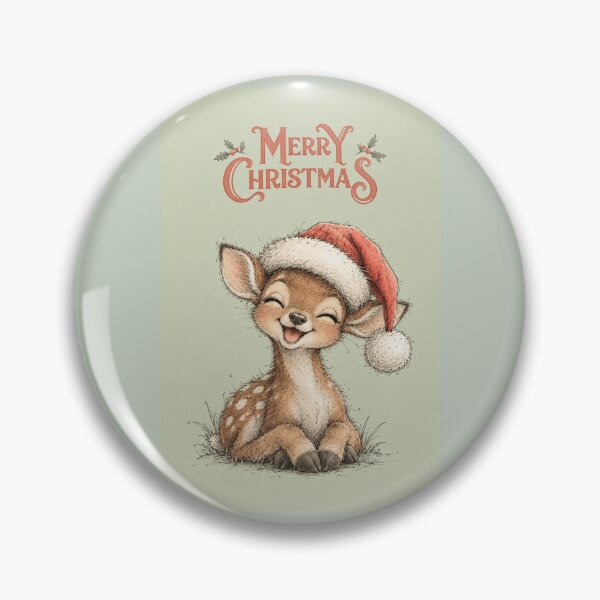 Item preview, Smiling Little Deer Christmas – Cute Vintage Santa Hat Holiday Illustration designed and sold by mayatA-rt.