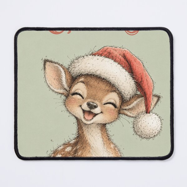 Item preview, Smiling Little Deer Christmas – Cute Vintage Santa Hat Holiday Illustration designed and sold by mayatA-rt.