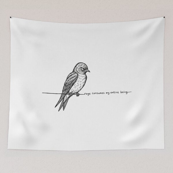 Item preview, Rage Consumes My Entire Being Funny Bird Minimalist Line Art designed and sold by Whirx.