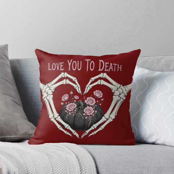 Item preview, Skeleton Hands Heart Pumpkin Pink Roses Pastel Goth Halloween designed and sold by CraftyValley.