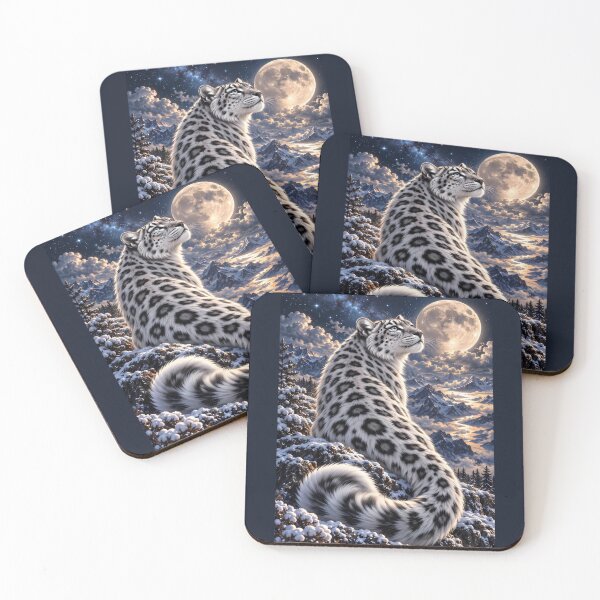 Item preview, Snow Leopard with Full Moon and Snowy Mountains designed and sold by ManJiangHong.