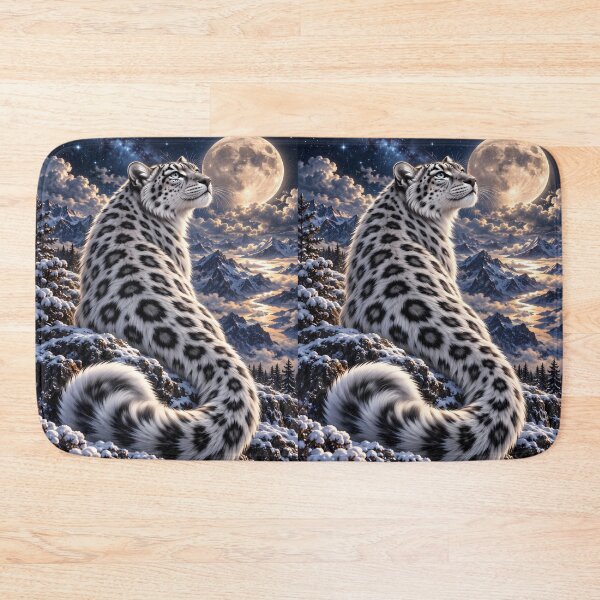 Item preview, Snow Leopard with Full Moon and Snowy Mountains designed and sold by ManJiangHong.